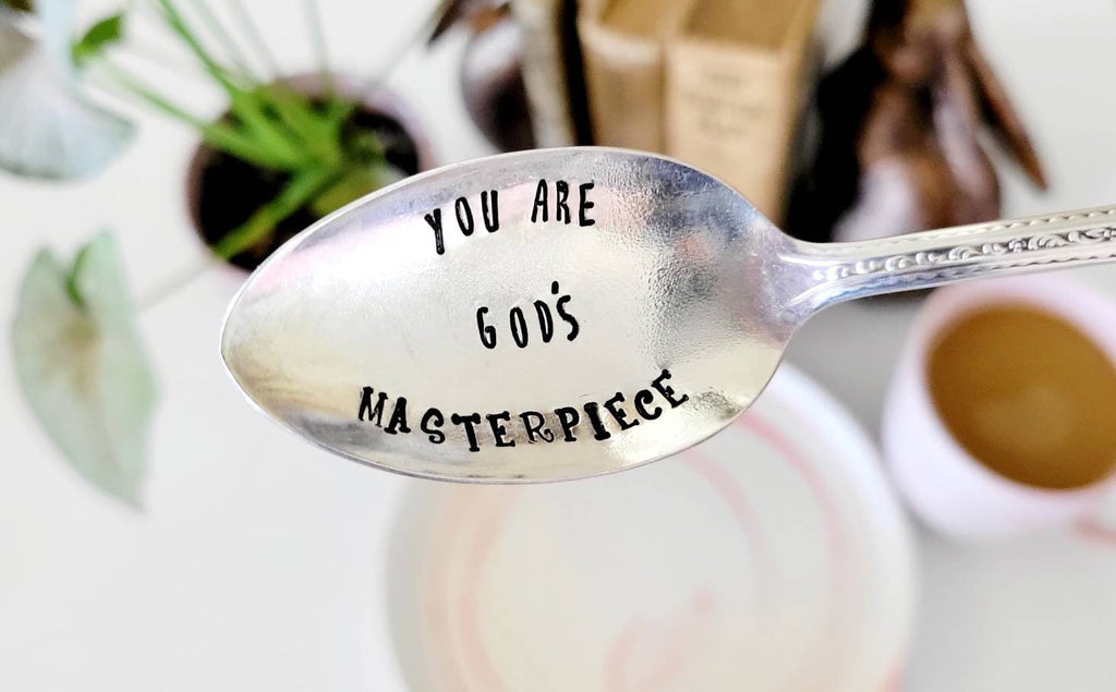 You are God's Masterpiece Vintage Silver Plated Teaspoon,faith based gift,faith shop,bible verse gift,scripture based gift,faith gift,