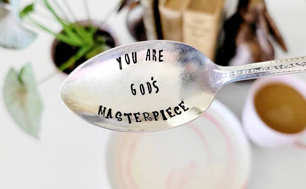 You are God's Masterpiece Vintage Silver Plated Teaspoon,faith based gift,faith shop,bible verse gift,scripture based gift,faith gift,