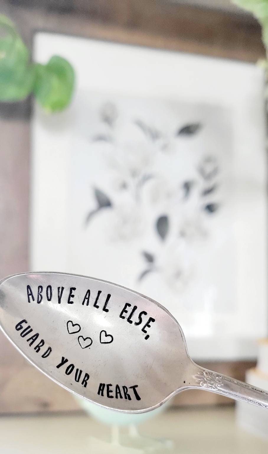 Vintage Silver Plated Teaspoon,Above All Else Guard Your Heart,vintage spoon,faith based spoon,faith based gift,bible verse spoon,gift