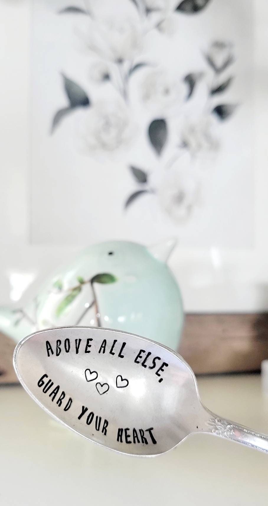 Vintage Silver Plated Teaspoon,Above All Else Guard Your Heart,vintage spoon,faith based spoon,faith based gift,bible verse spoon,gift