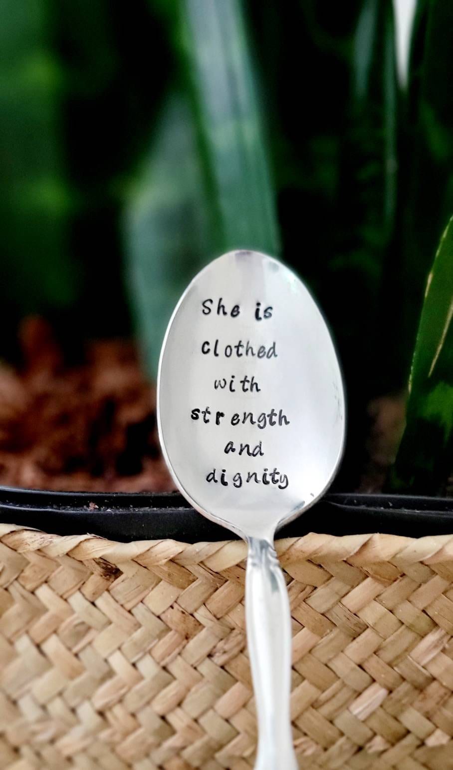 She Is Clothed In Strength And Dignity Vintage Silver Plated Soup Spoon,Proverbs 31 gift,spoon gift,custom spoon,faith based gift,vintage