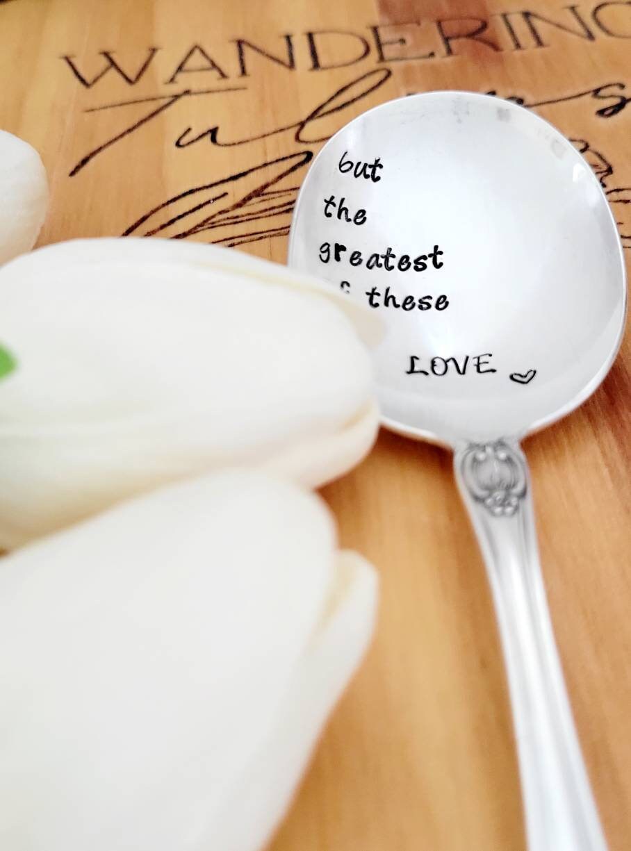 Vintage Silver Plated Spoon,But The Greatest Of These Is LOVE