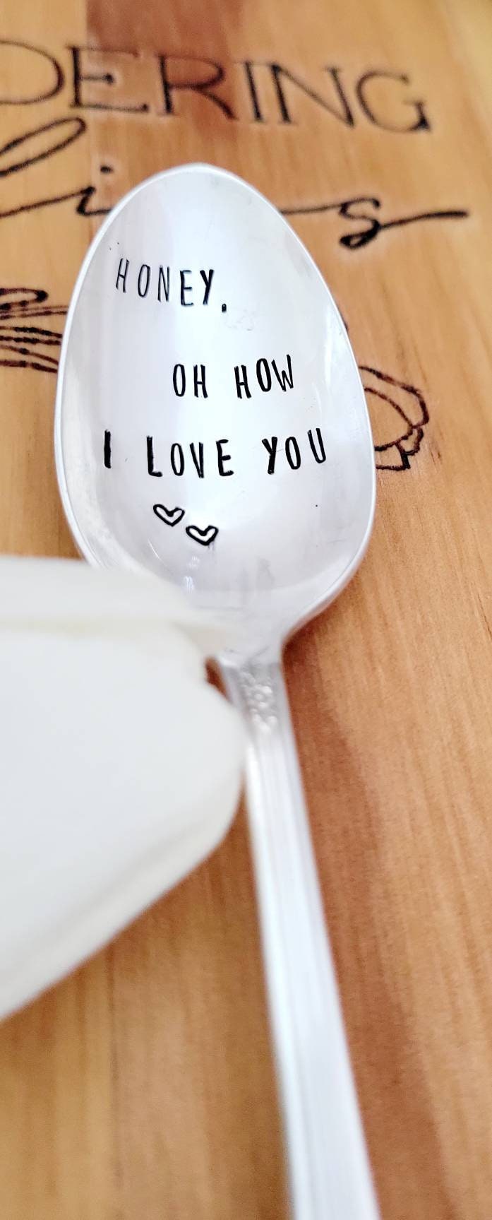 Honey, Oh How I Love You Vintage Silver Plated Teaspoon, birthday gift for girlfriend, birthday gift for boyfriend, gift for wife,love