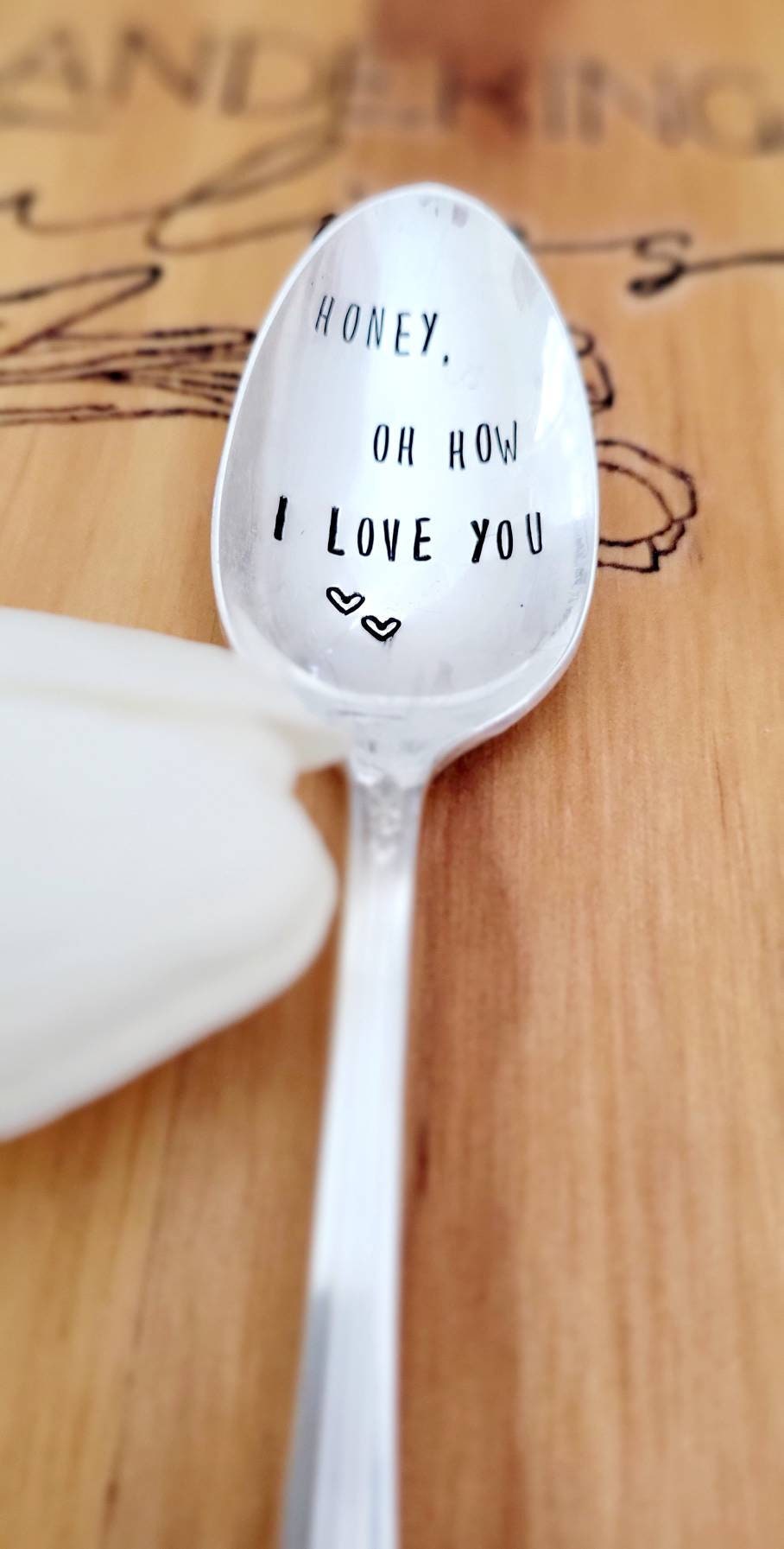 Honey, Oh How I Love You Vintage Silver Plated Teaspoon, birthday gift for girlfriend, birthday gift for boyfriend, gift for wife,love
