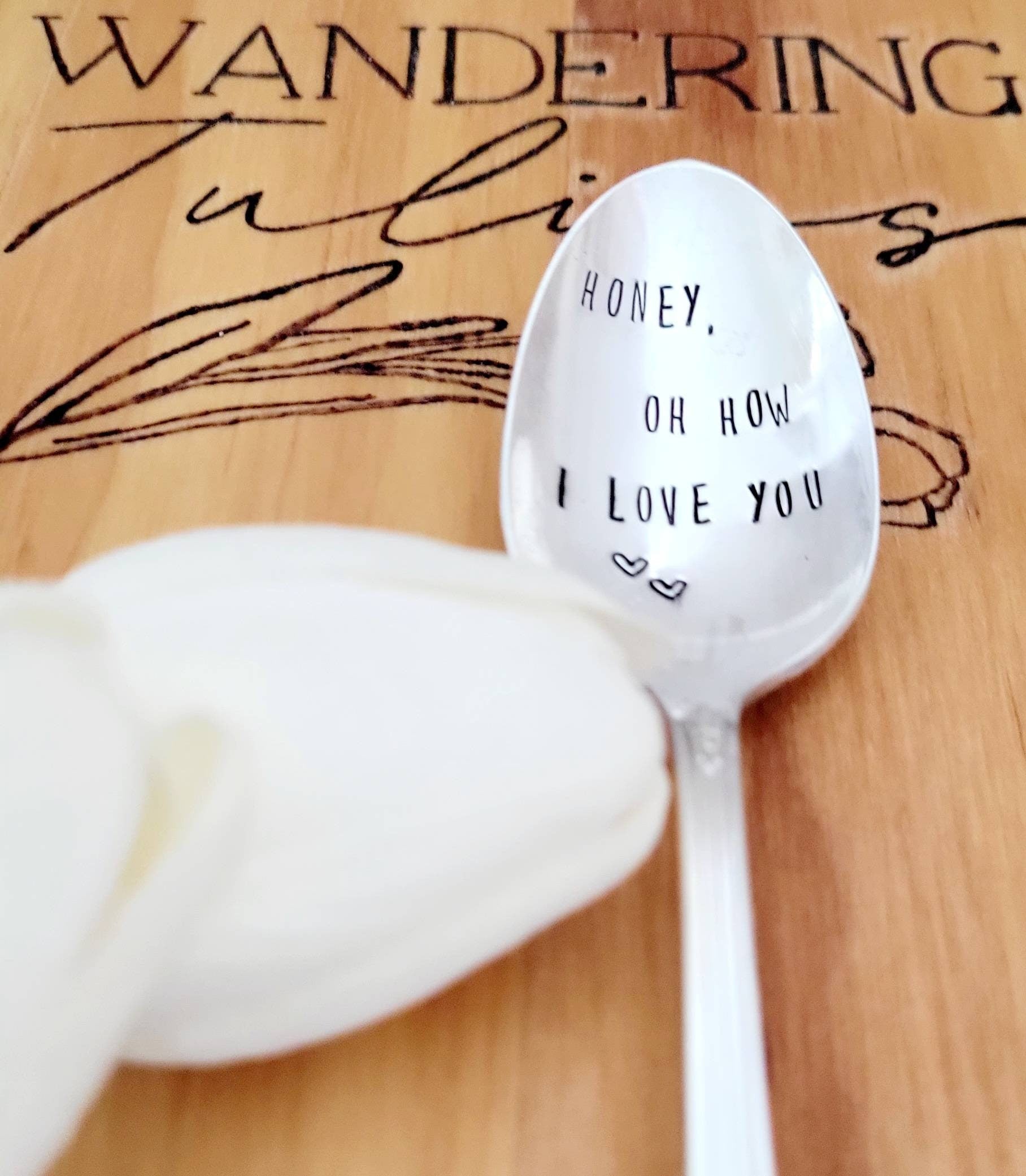 Honey, Oh How I Love You Vintage Silver Plated Teaspoon, birthday gift for girlfriend, birthday gift for boyfriend, gift for wife,love