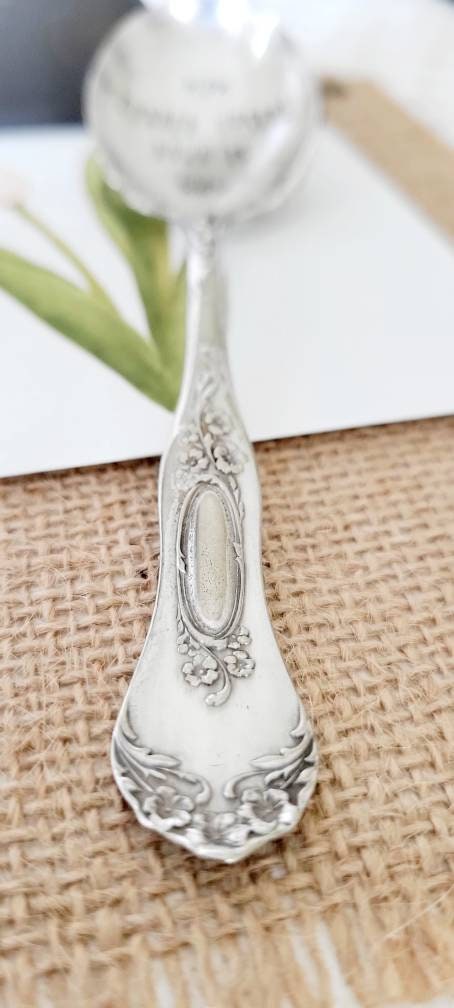 Mom turned upside down is Wow vintage silver plated unique sugar spoon,gift for mom,gift for aunt,gift for wife,vintage gift for mom