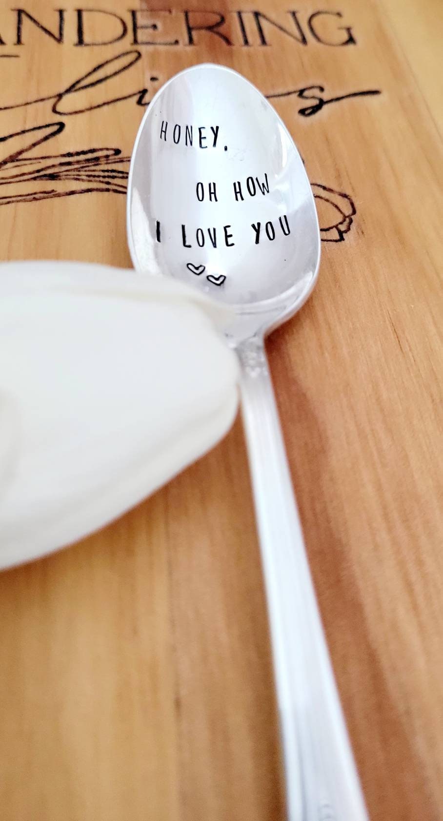 Honey, Oh How I Love You Vintage Silver Plated Teaspoon, birthday gift for girlfriend, birthday gift for boyfriend, gift for wife,love