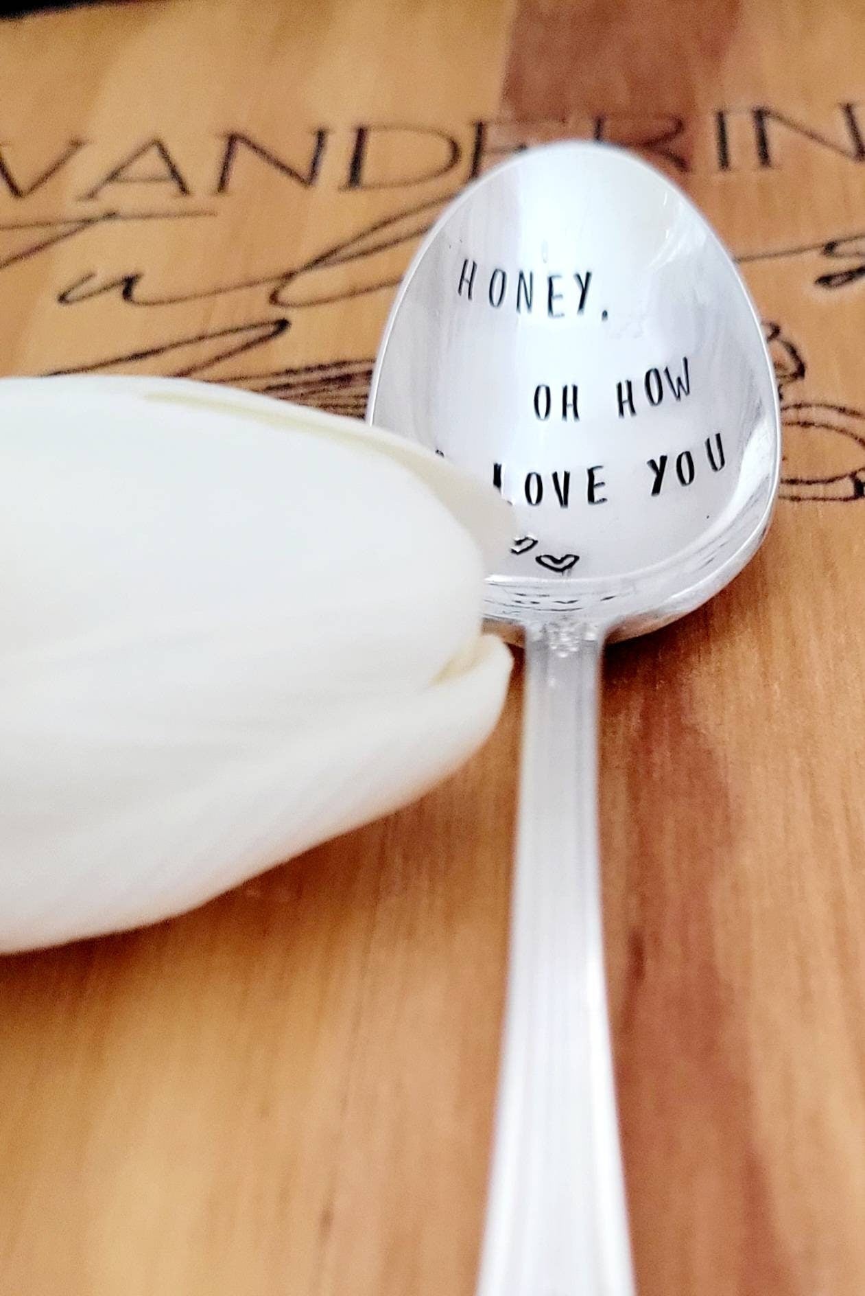 Honey, Oh How I Love You Vintage Silver Plated Teaspoon, birthday gift for girlfriend, birthday gift for boyfriend, gift for wife,love