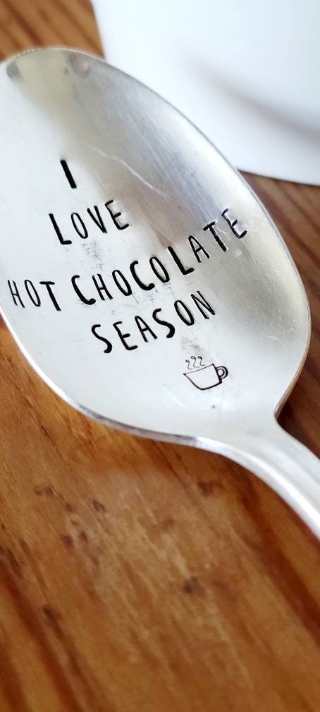 I Love Hot Chocolate Season Silver Plated Vintage Soup Spoon,Gift for son,gift for daughter,stocking gift,stocking stuffer,gift for friend