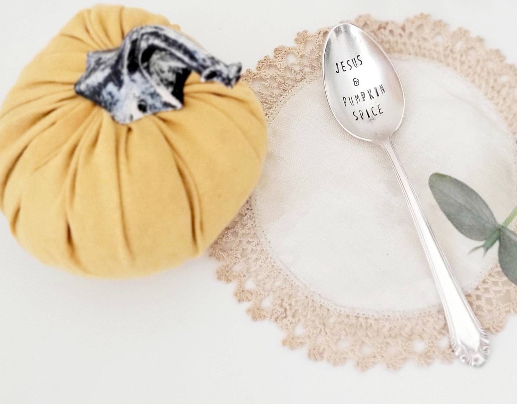 Jesus and Pumpkin Spice Vintage Silver Plated Teaspoon,Faith Based Gift,Coffee Spoon,Coffee Bar Decor,Farmhouse Decor,Coffee lover gift