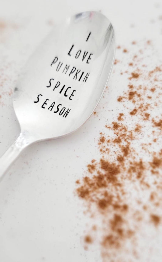 I Love Pumpkin Spice Season Vintage Silver Plated Teaspoon,custom gift for coffee lover,coffee spoon,everyday spoon,gift for wife,birthday