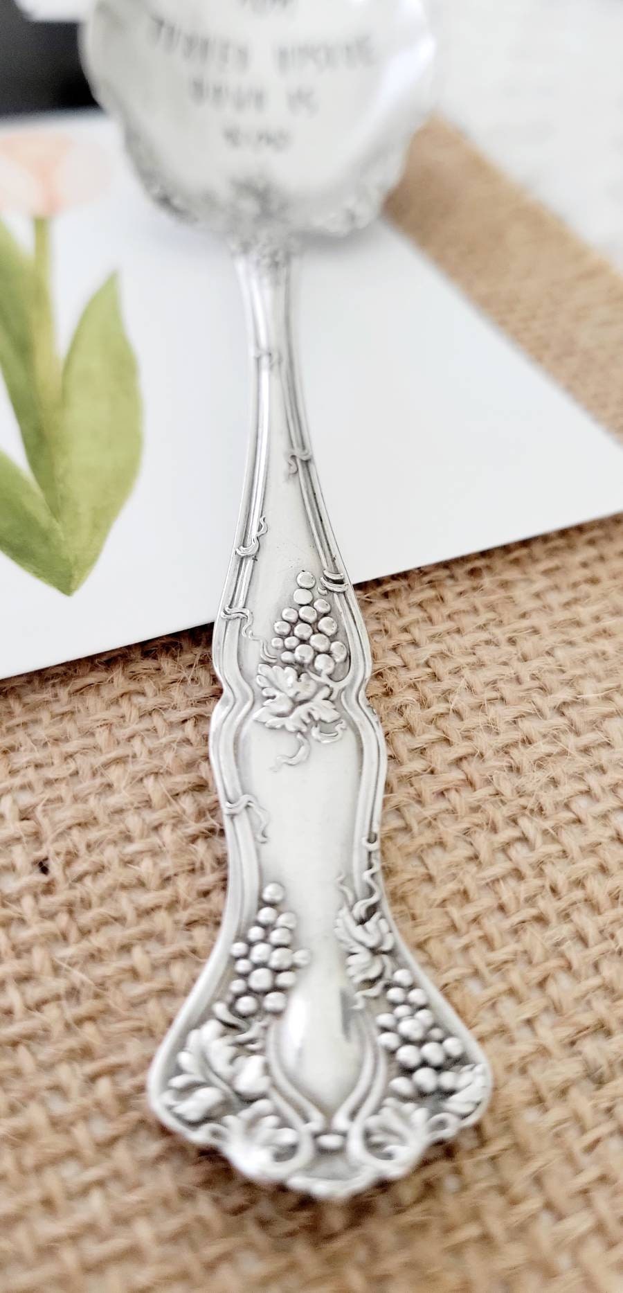 Mom turned upside down is Wow vintage silver plated unique sugar spoon,gift for mom,gift for aunt,gift for wife,vintage gift for mom