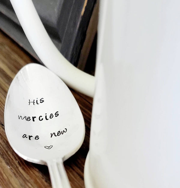 His Mercies Are New Silver Plated Vintage Teaspoon, Personalized Gift,Vintage Spoon,Gift for Father,gift for mom