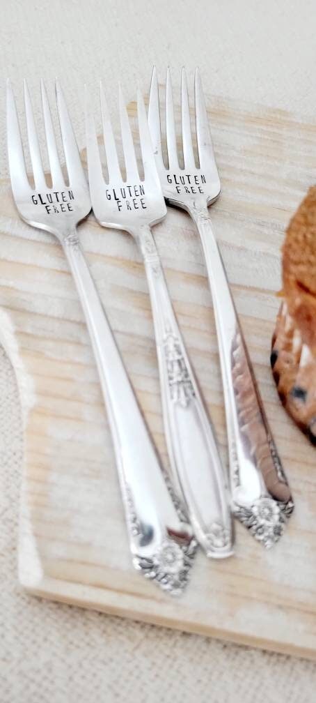 Gluten Free Fork,Vintage Silver Plated Fork,Meaningful gift for gluten free,cheer up gift for gluten free,personalized gluten free fork