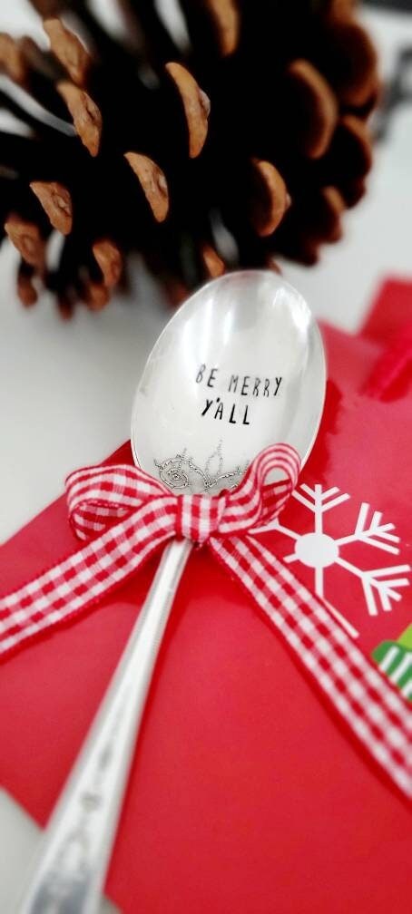 Be Merry Y'all Vintage Silver Plated Soup Spoon,fun Christimas gift,unique Christmas gift,custom Christimas gift,personalized Christimas