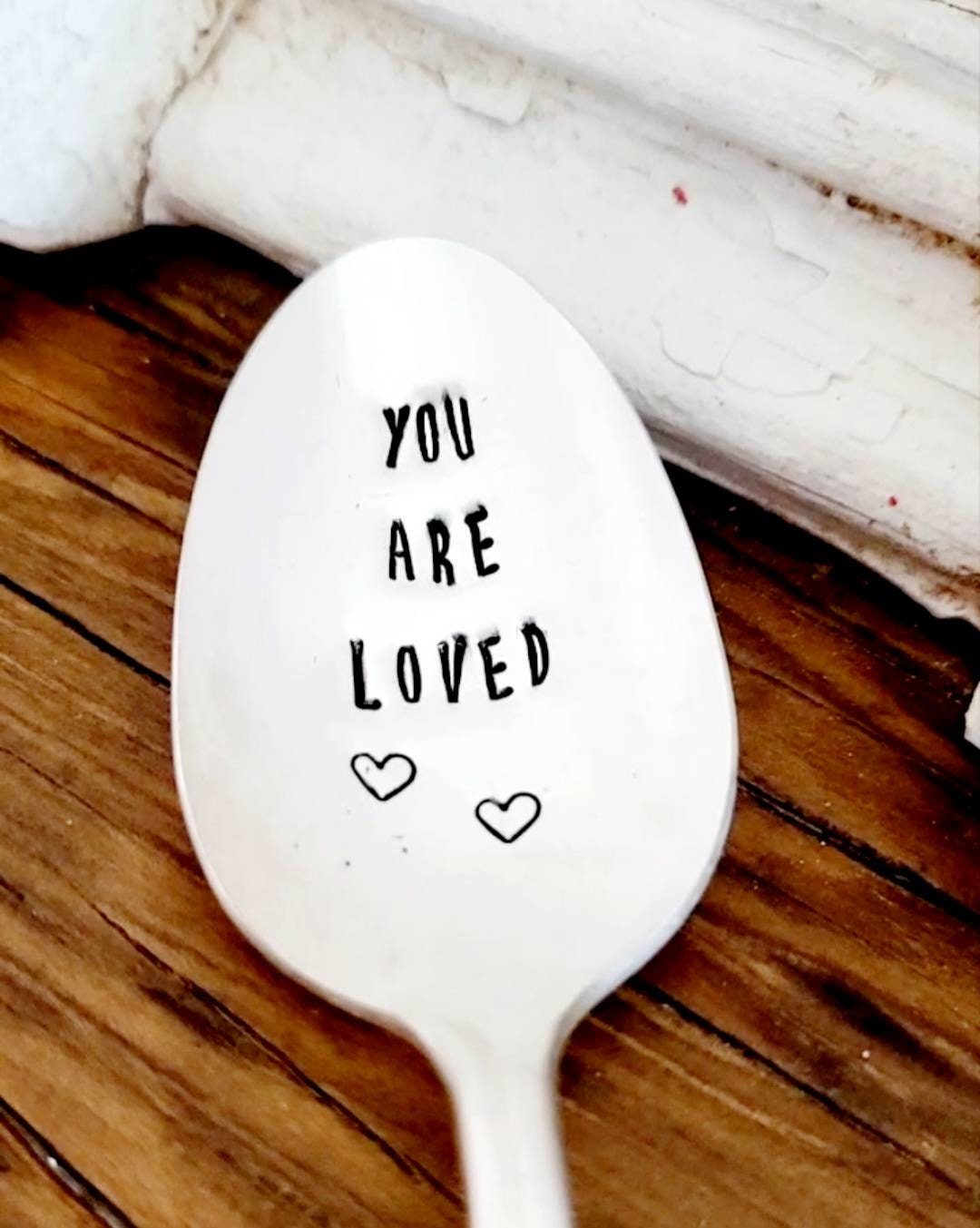 you are loved,spoon gift,engraved spoon,stamped spoon,gift for daughter,vintage gift,vintage spoon,teaspoon,vintage teaspoon,vintage shop,thank you gift,teacher gift,gift for wife