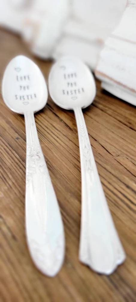 Love You Sister Vintage Teaspoon,Gift for Sister,Gift for Friend,Gift for Valentines,Uplifting Gift,Gift of Encouragement, Show love gift