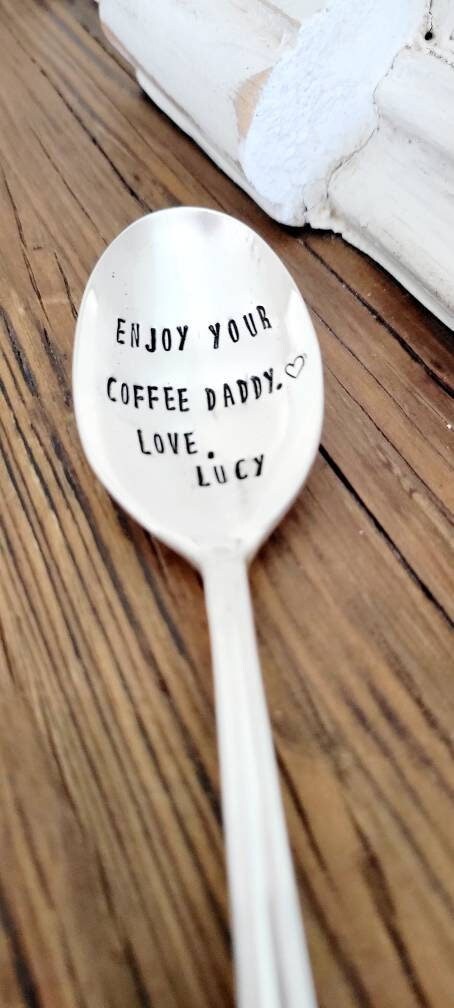 enjoy your coffee daddy,personalized gift for dad,personalized spoon for dad,coffee spoon for dad,new daddy gift,daughter to daddy gift,birthday gift for dad,