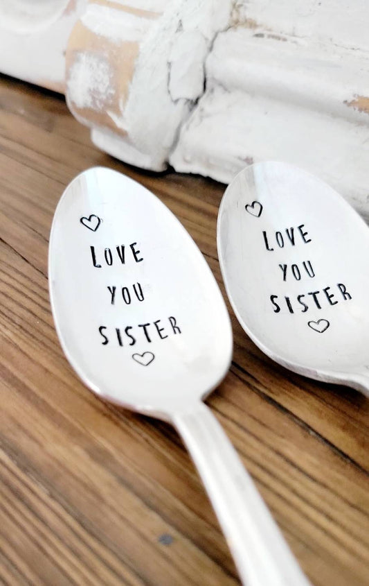 Love You Sister Vintage Teaspoon,Gift for Sister,Gift for Friend,Gift for Valentines,Uplifting Gift,Gift of Encouragement, Show love gift