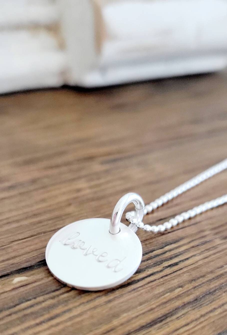 Loved Hand Stamped Sterling Silver Adjustable Necklace,faith based gift,gift for daughter,gift for wife,gift for girlfriend,gift for her