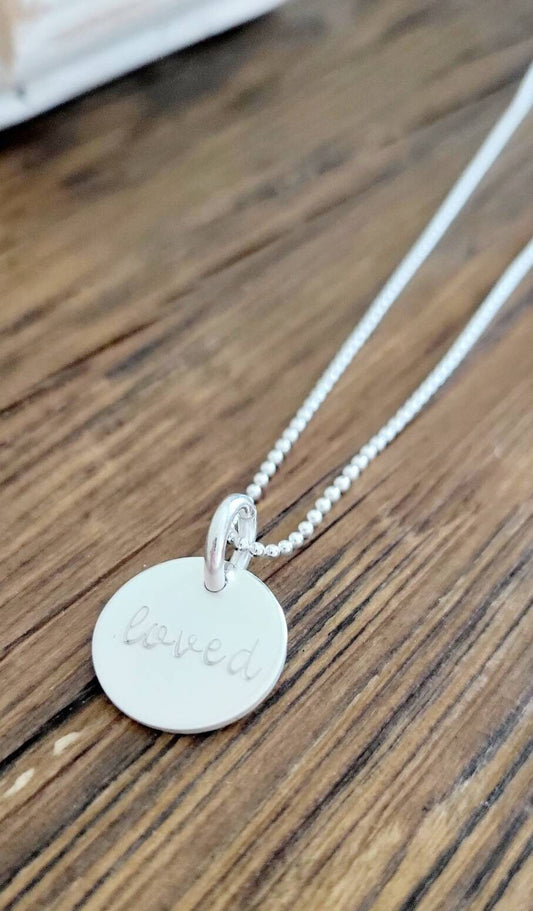 Loved Hand Stamped Sterling Silver Adjustable Necklace,faith based gift,gift for daughter,gift for wife,gift for girlfriend,gift for her