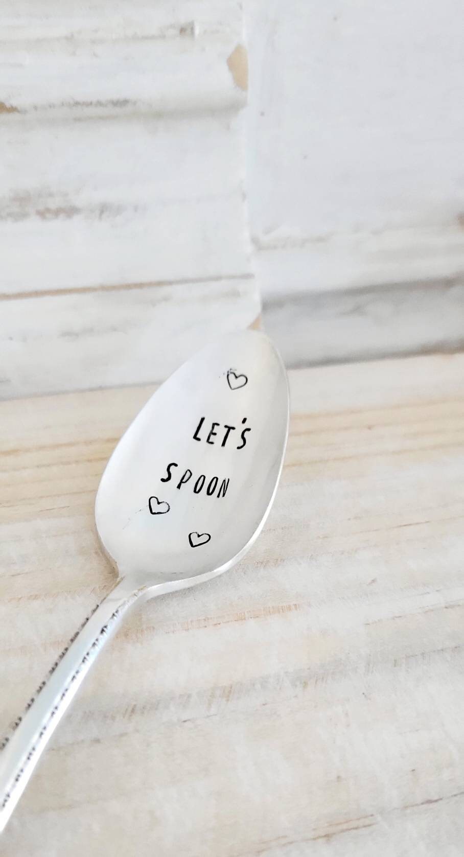 Let's Spoon Vintage Silver Plated Teaspoon, Gift for Husband, Gift for Wife, Anniversary Gift, Birthday Gift, I love you Gift, Custom Spoons