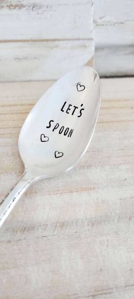 Let's Spoon Vintage Silver Plated Teaspoon, Gift for Husband, Gift for Wife, Anniversary Gift, Birthday Gift, I love you Gift, Custom Spoons