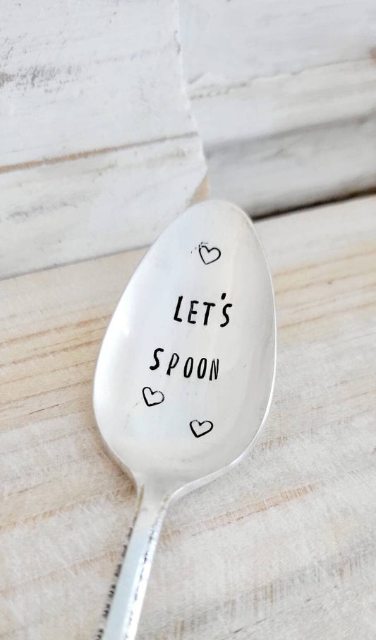 let&#39;s spoon,spooning gift,spoon gift,vintage spoon,vintage spoon,gift for husband,cute coffee spoon,gift for wife,gift for spouse