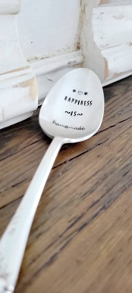 Vintage Silver Plated Serving Spoon,Happiness is homemade,unique gift for grandmother,gift for mom,gift for neighbor,gift exchange idea