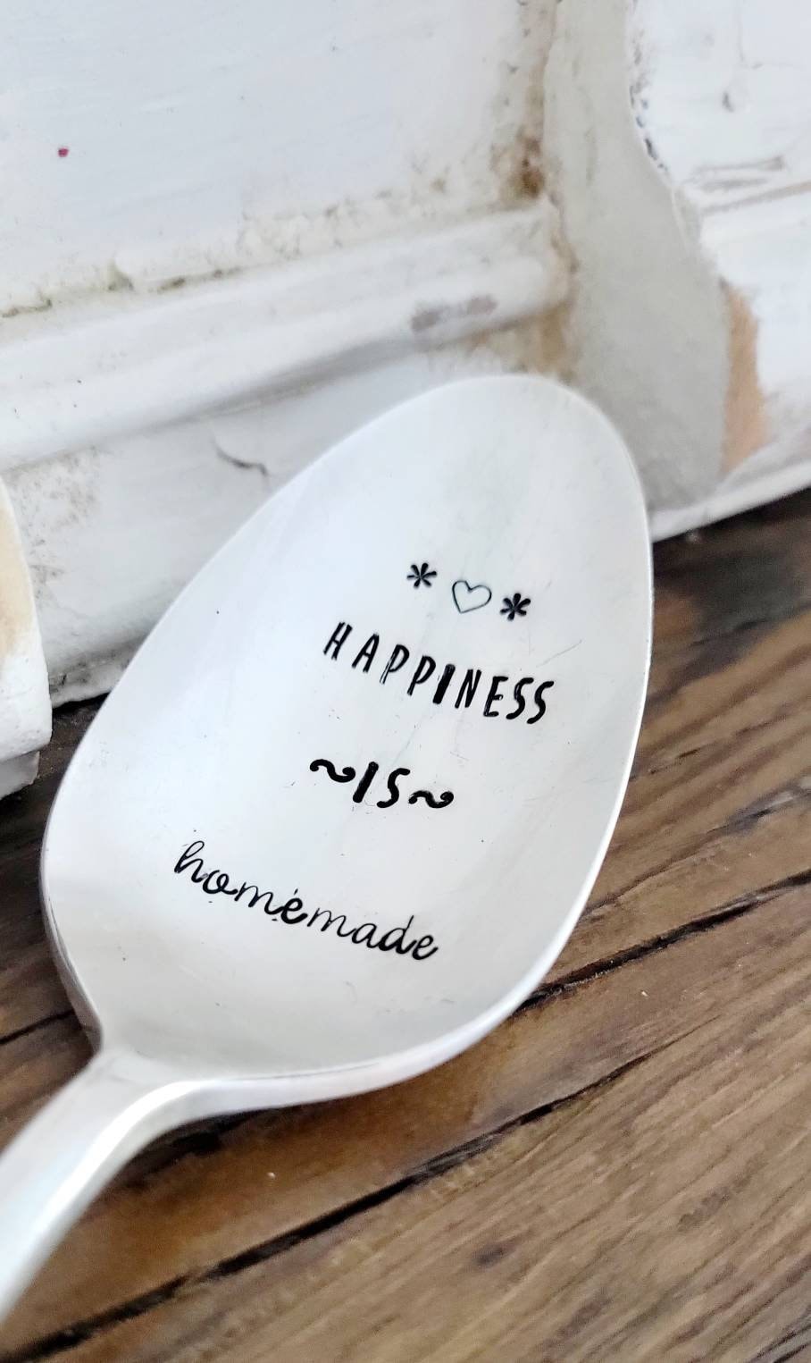 Vintage Silver Plated Serving Spoon,Happiness is homemade,unique gift for grandmother,gift for mom,gift for neighbor,gift exchange idea