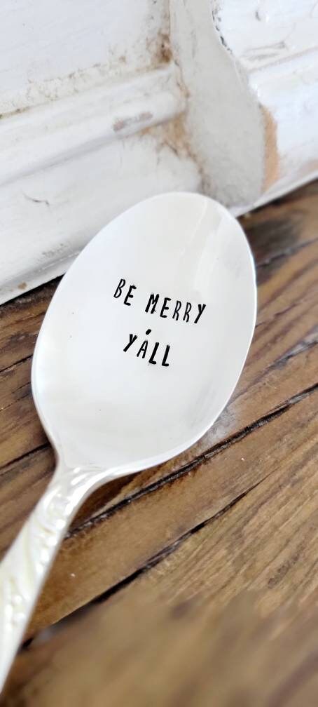 Be Merry Y'all Vintage Silver Plated Soup Spoon,fun Christimas gift,unique Christmas gift,custom Christimas gift,personalized Christimas