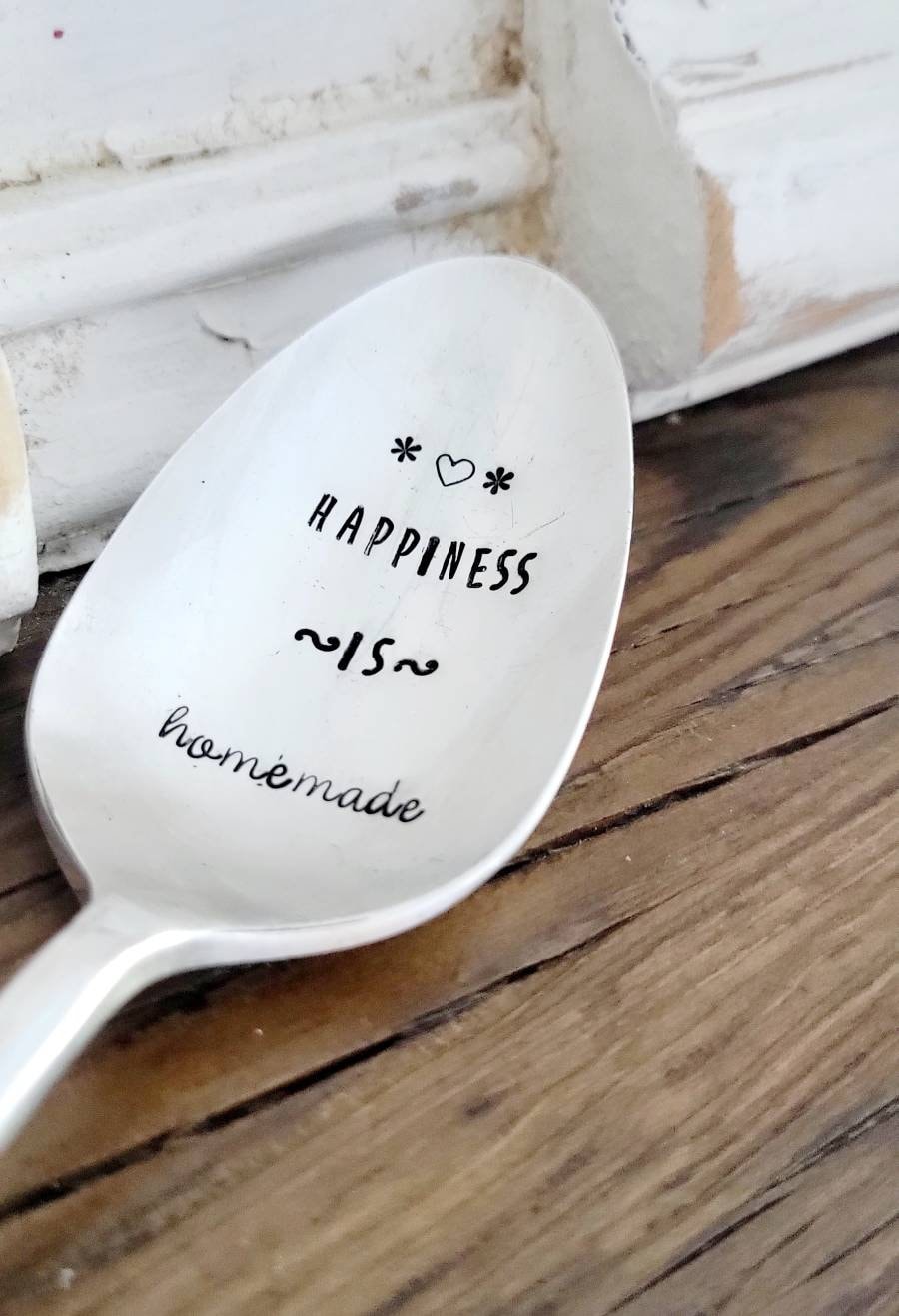 Vintage Silver Plated Serving Spoon,Happiness is homemade,unique gift for grandmother,gift for mom,gift for neighbor,gift exchange idea