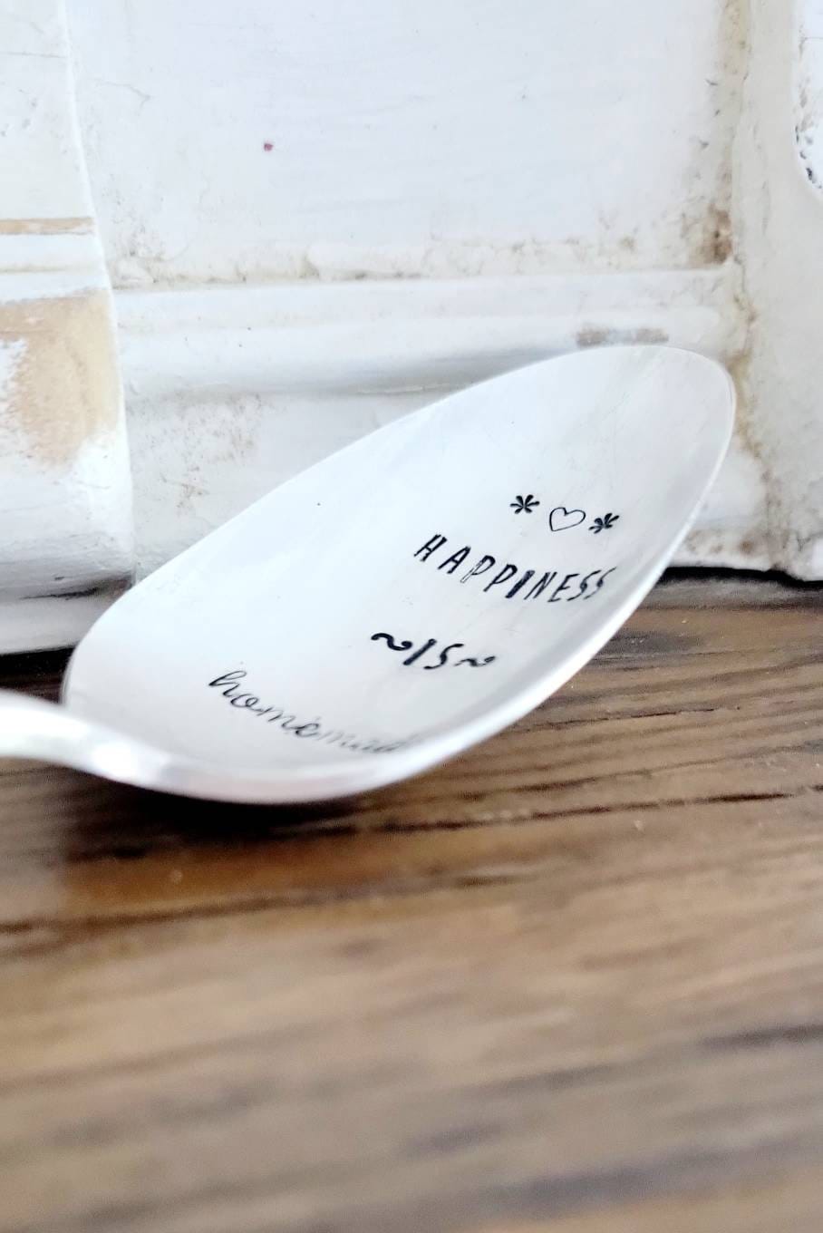 Vintage Silver Plated Serving Spoon,Happiness is homemade,unique gift for grandmother,gift for mom,gift for neighbor,gift exchange idea