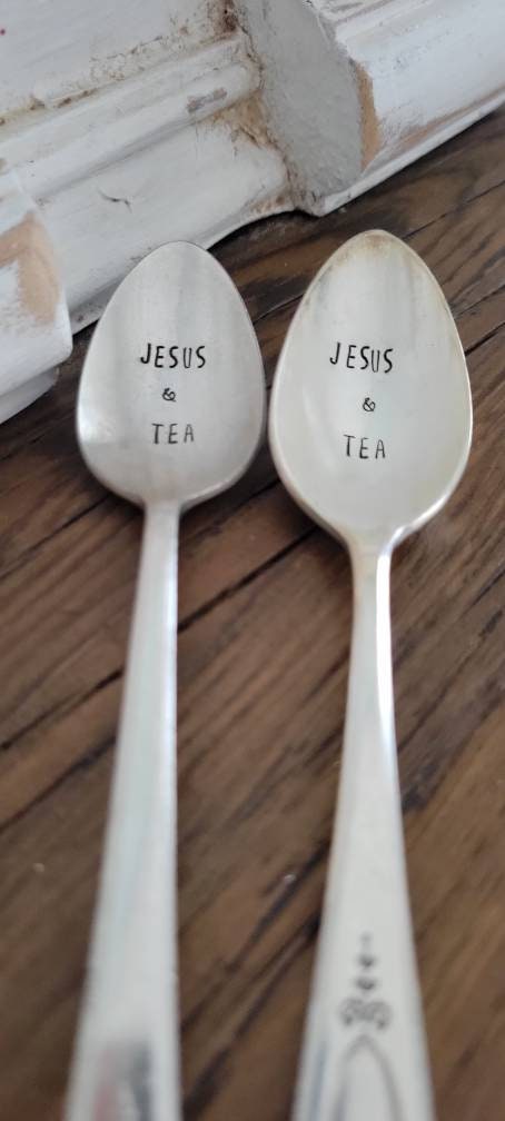 Vintage Silver Plated Teaspoon,Jesus and tea,gift for faith,gift for tea lover,gift for mom,gift for daughter.gift for girlfriend