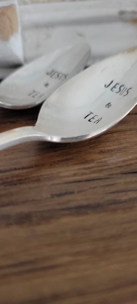 Vintage Silver Plated Teaspoon,Jesus and tea,gift for faith,gift for tea lover,gift for mom,gift for daughter.gift for girlfriend