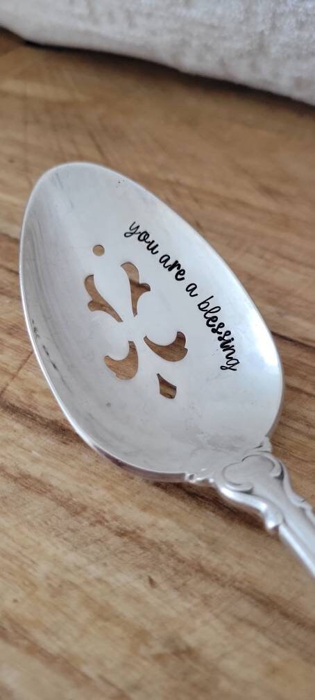 Vintage Silver Plated Slotted Serving Spoon,you are a blessing,thank you gift,neighbor gift,caregiver gift,friend gift,mom gift,