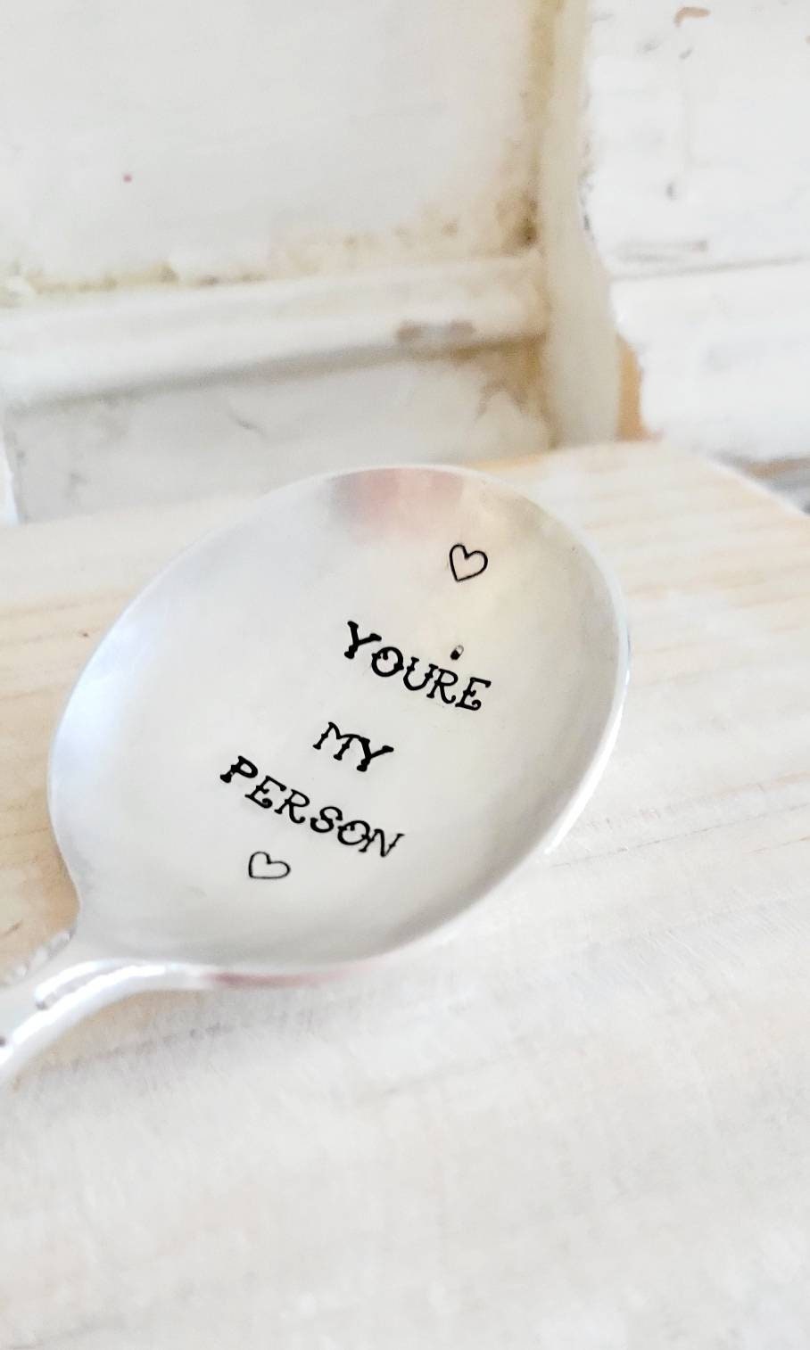 You're My Person Vintage Silver Plated Hand Stamped Spoon,Gift for best friend, gift for spouse, gift for boyfriend, gift for girlfriend