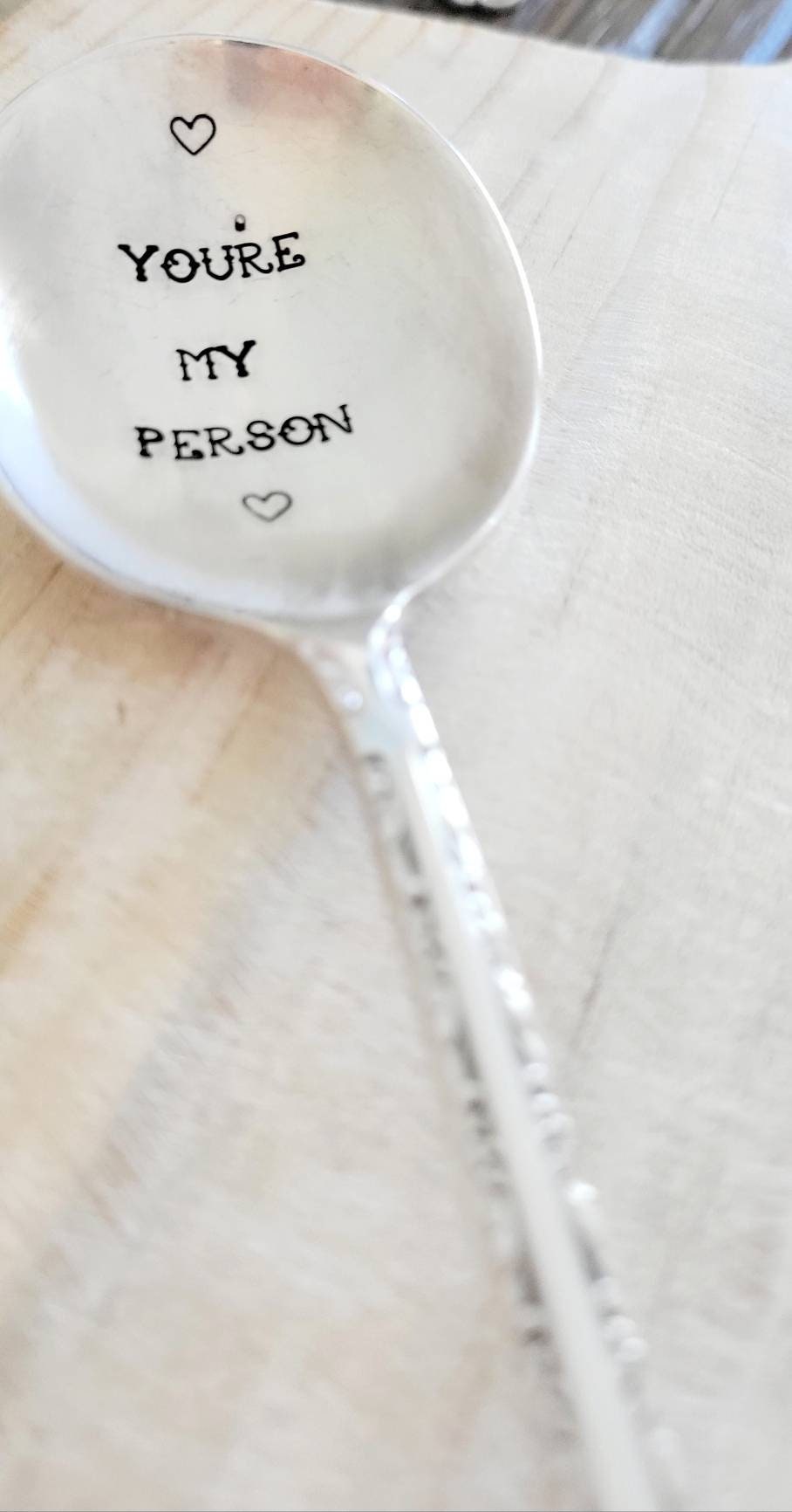 You're My Person Vintage Silver Plated Hand Stamped Spoon,Gift for best friend, gift for spouse, gift for boyfriend, gift for girlfriend