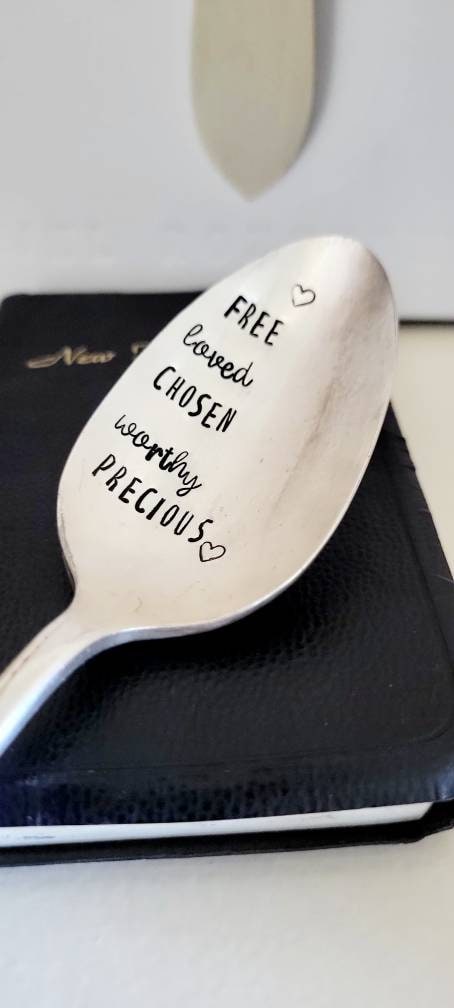 Vintage Silver Plated Spoon,Faith Based gift,gift for friend,you are loved gift,God loves you,you are chosen,you are worthy,you are precious
