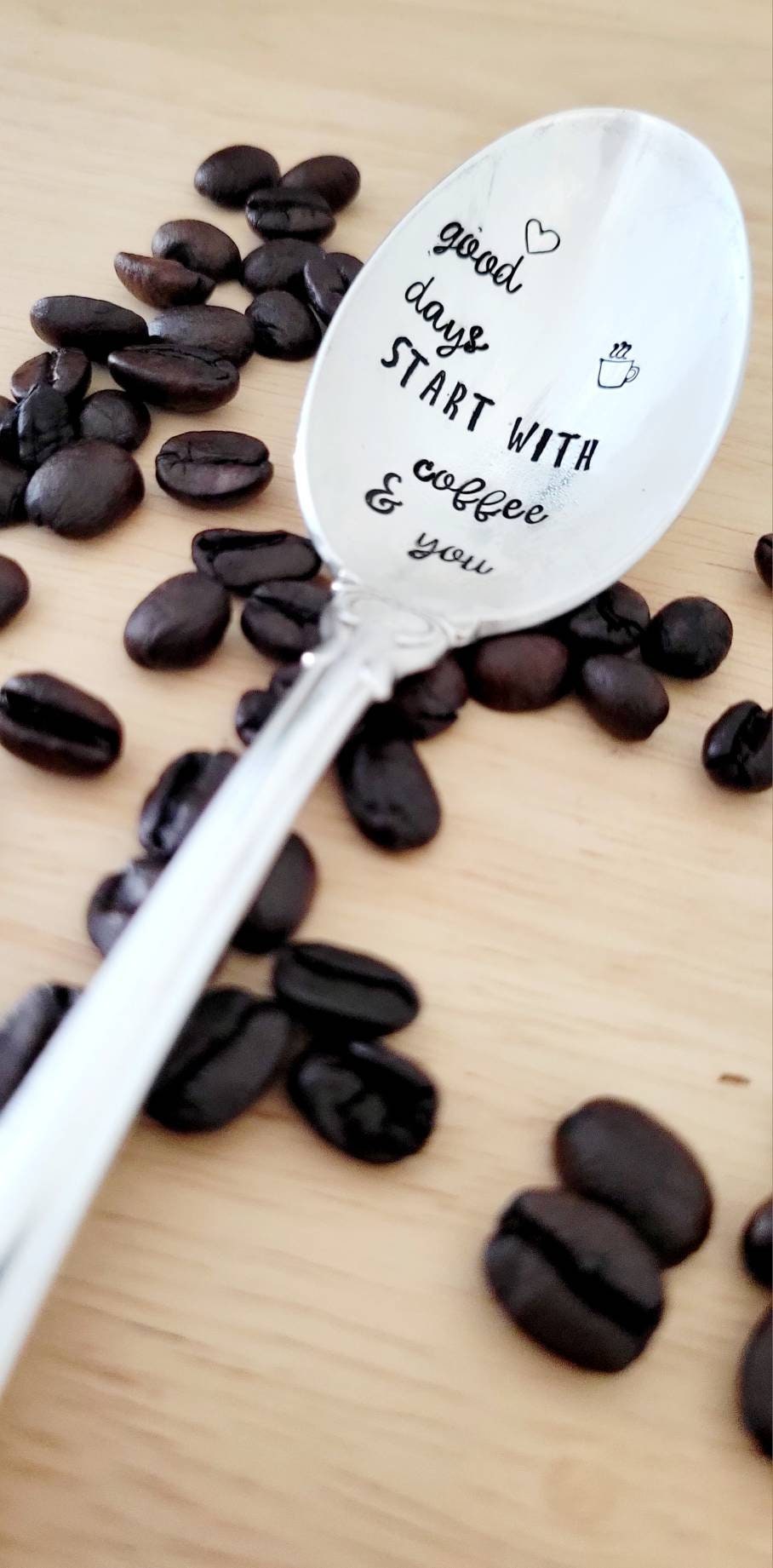 Silver Plated Vintage Spoon,Unique one of a kind gift,good days start with coffee and you,gift for spouse,gift for husband,gift for wife