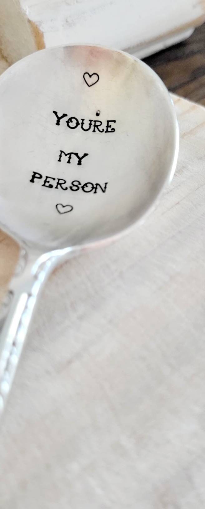 You're My Person Vintage Silver Plated Hand Stamped Spoon,Gift for best friend, gift for spouse, gift for boyfriend, gift for girlfriend