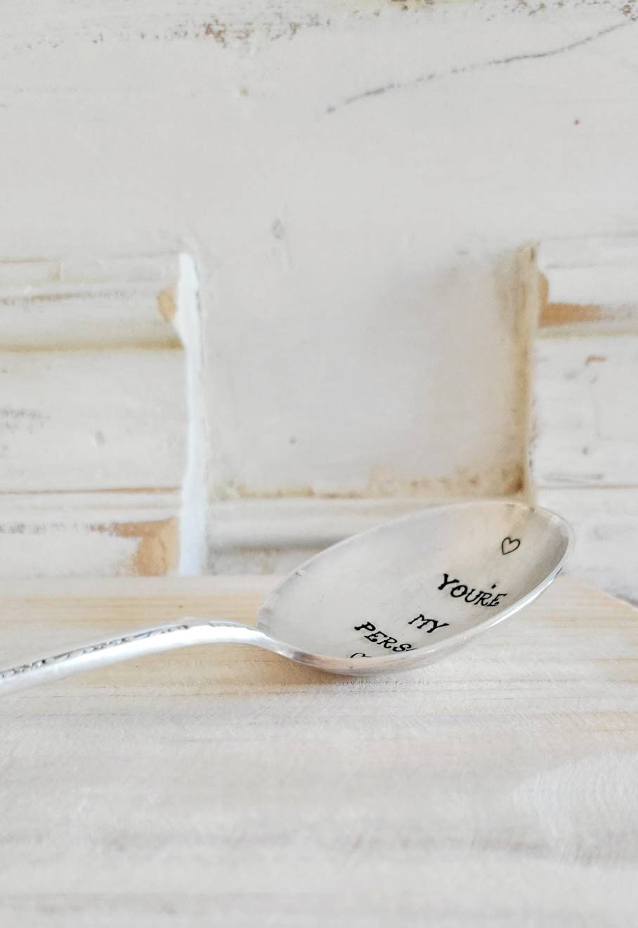 You're My Person Vintage Silver Plated Hand Stamped Spoon,Gift for best friend, gift for spouse, gift for boyfriend, gift for girlfriend