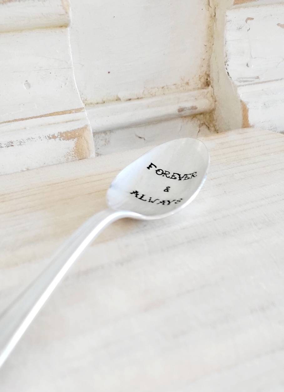 Forever & Always Handstamped Teaspoon, Gift for husband, gift for wife, gift for spouse, Anniversary Gift, Gift for girlfriend, gift for boy