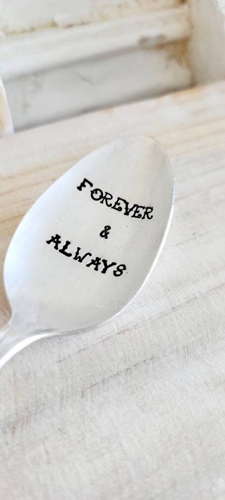 forever and always,spoon gift,stamped spoon,engraved spoon,coffee spoon,love gift,gift for wife,gift for husband,valentines gift for wife,valentines gift for husband,birthday gift idea for wife,birthday gift for husband,unique gift idea,coffee bar