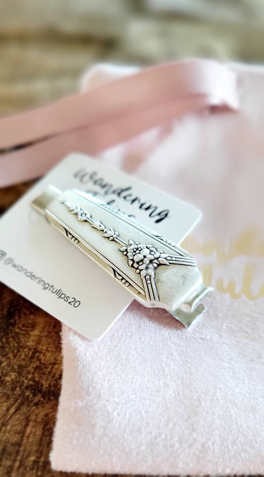 Vintage silver plated upcycled hair clip,unique gift for daughter,gift for vintage lover,gift for mom,gift for wife,gift for daughter