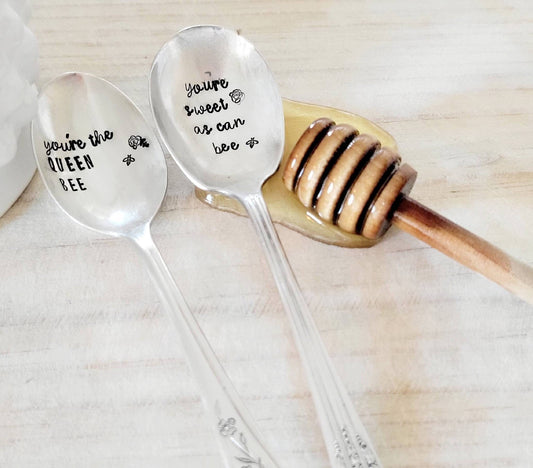 you&#39;re the queen bee,bee lover gift,bee gift,gift for bee lover,vintage spoon,youre sweet as can be