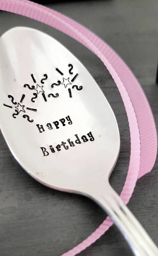 birthday gift,unique birthday gift,custom birthday gift,stamped spoon for birthday,happy birthday spoon,birthday gift for sister,birthday gift for brother,custom vintage spoon