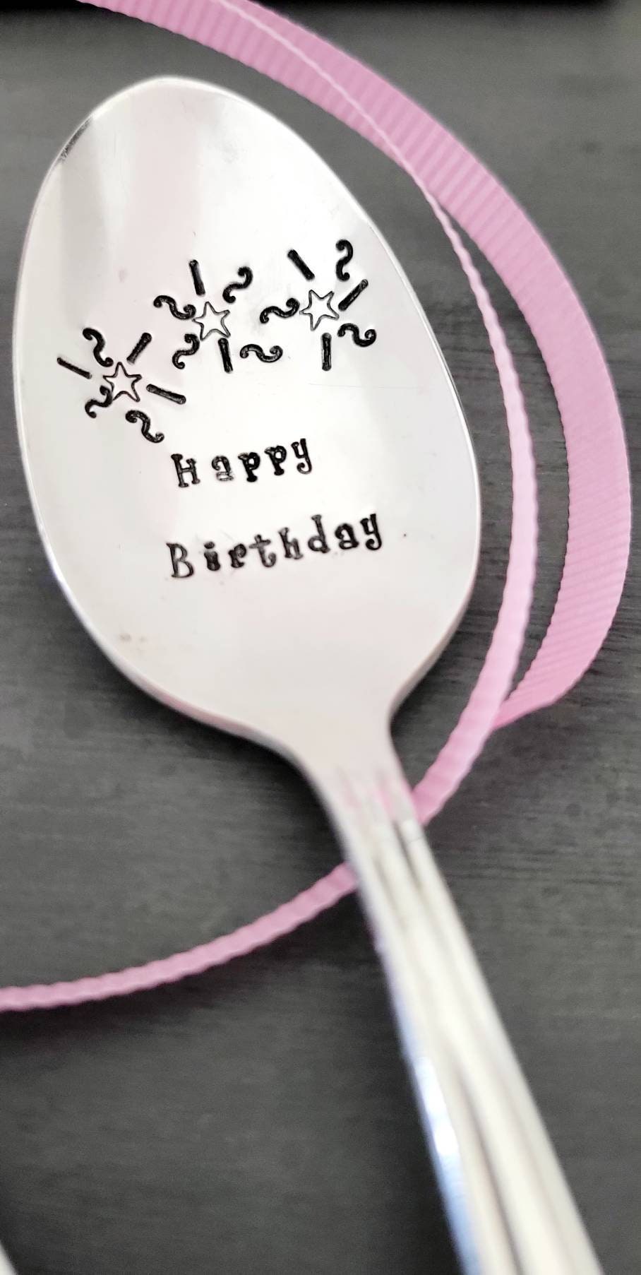 Vintage Silver Plated large soup spoon,happy birthday spoon, birthday gift, birthday basket, birthday box,ready to ship gift