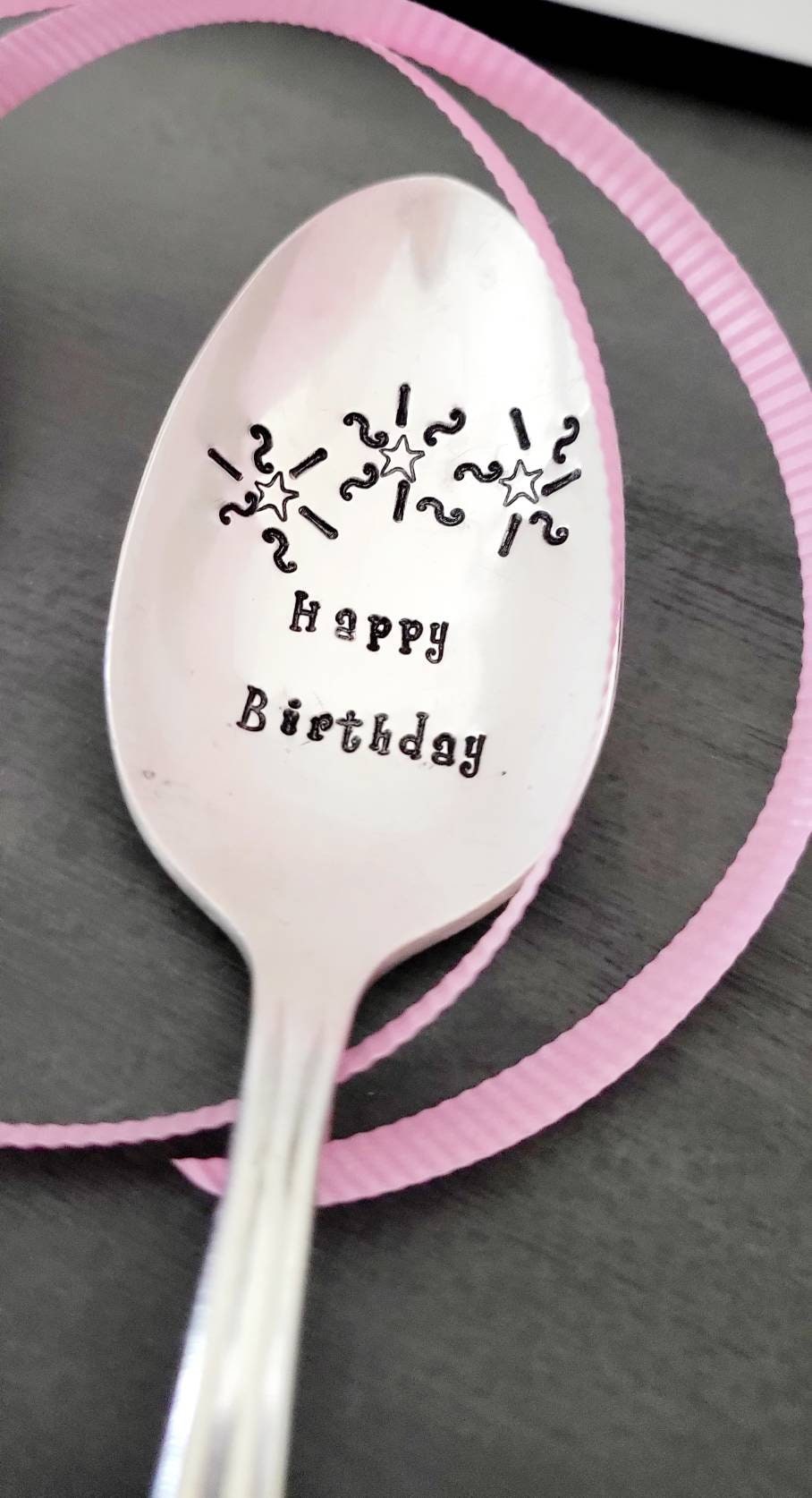 Vintage Silver Plated large soup spoon,happy birthday spoon, birthday gift, birthday basket, birthday box,ready to ship gift