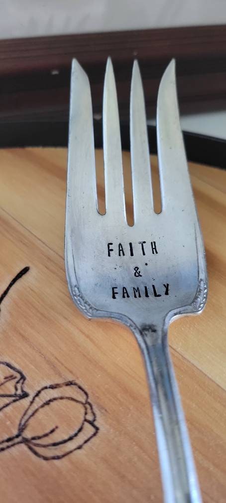 Vintage Serving Fork,Silver Plated Stamped Fork,Gift for hostess,hostess gift,faith and family,faith gift,faith based gift,Christian gift